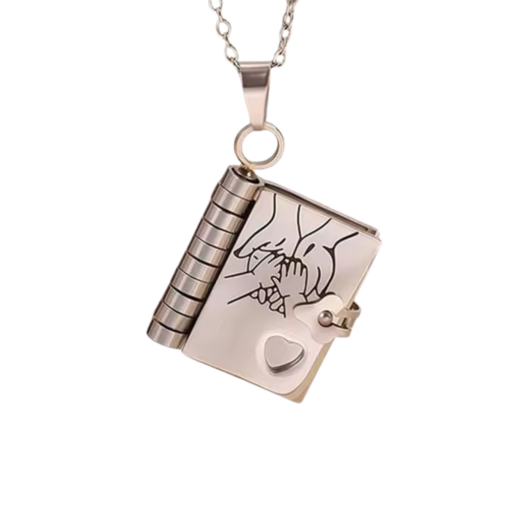 💎 HjärtBok™ – Öppningsbar bokhalsband med budskap