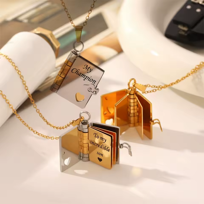 💎 HjärtBok™ – Öppningsbar bokhalsband med budskap