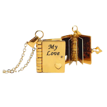 💎 HjärtBok™ – Öppningsbar bokhalsband med budskap