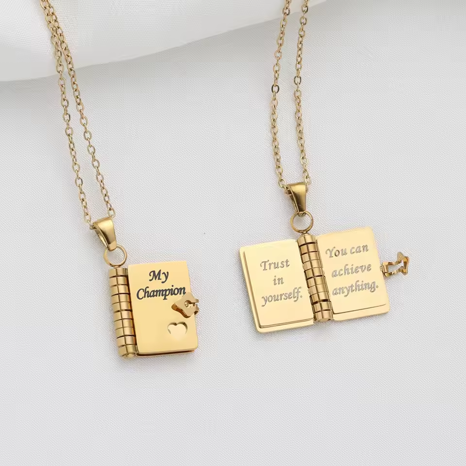 💎 HjärtBok™ – Öppningsbar bokhalsband med budskap